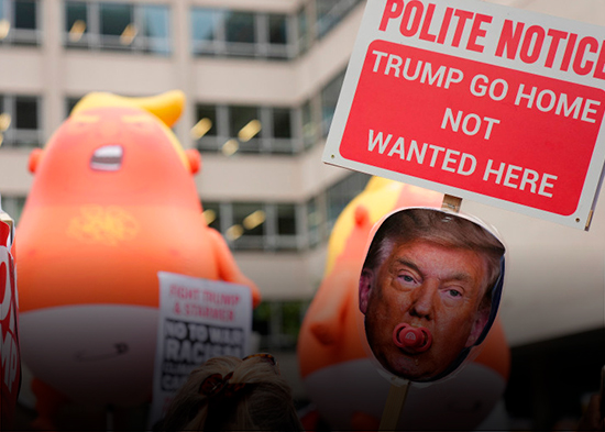 Protestas y arrestos en la visita de Trump a Londres