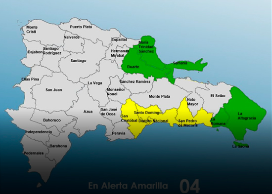 Elevan a alerta amarilla al Gran Santo Domingo por intensificación de las lluvias