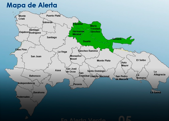 COE eleva a cinco las provincias en alerta verde por vaguada