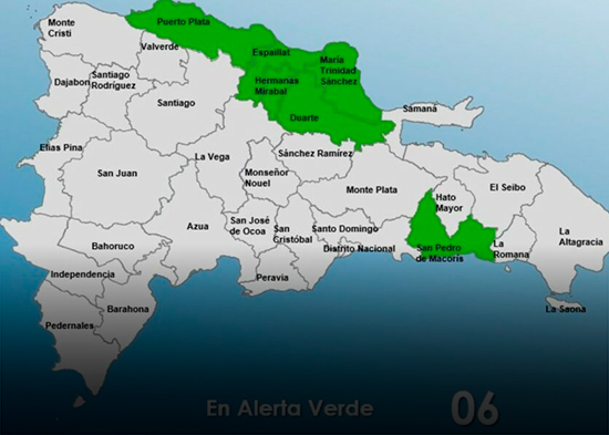 COE amplía a seis las provincias en alerta verde por vaguada