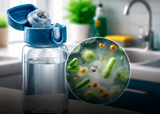 ¿Tu botella de agua está “limpia”? Podría tener bacterias si no la lavas diario